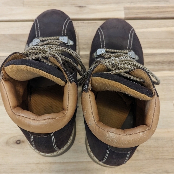 Vintage Post Card Italian Leather Ski Boots Brown Suede Chunky Hiking - Picture 7 of 12